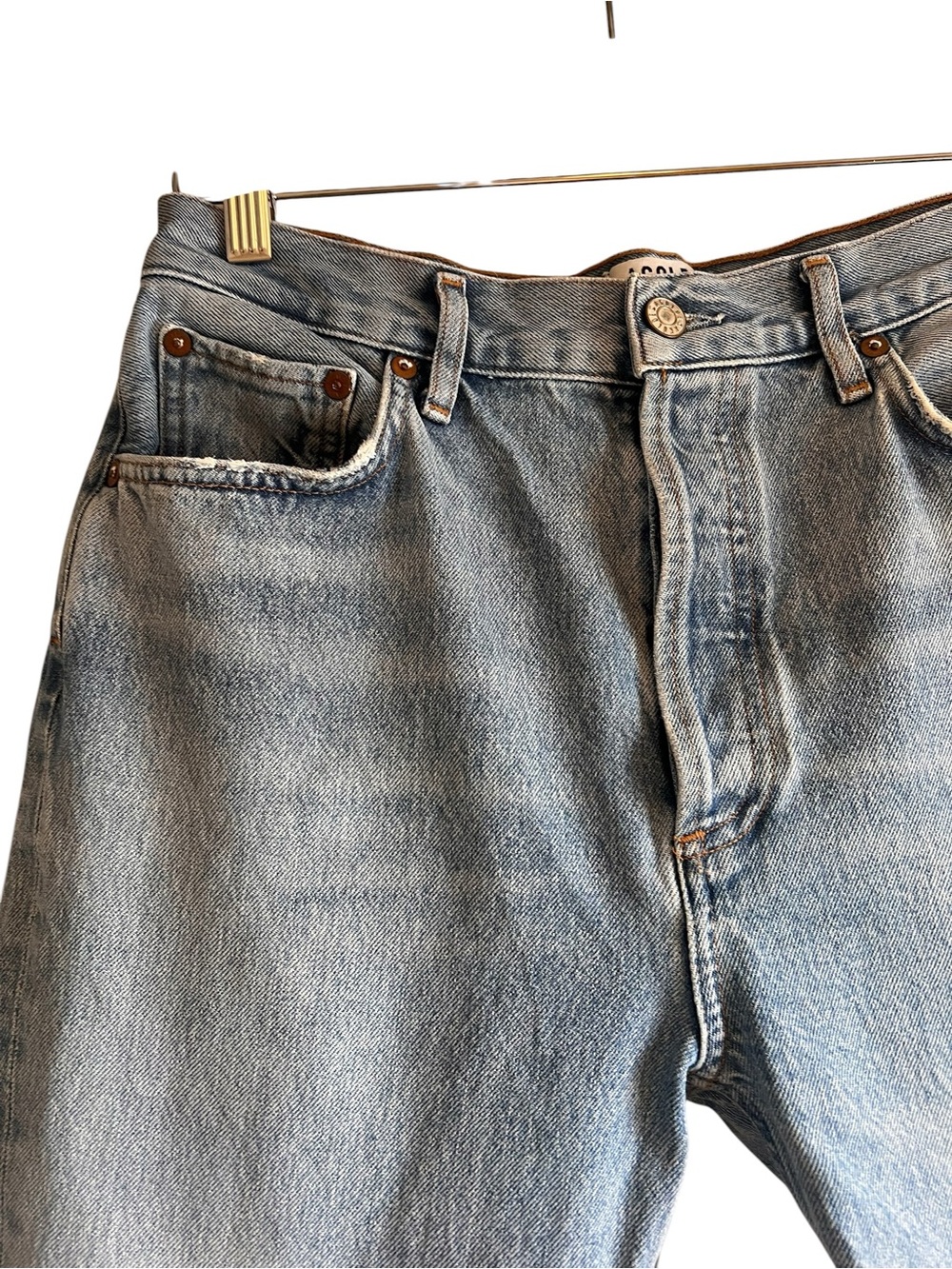 Agolde Light Wash High-Rise Straight Jeans - Picture 7 of 12